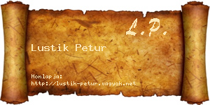 Lustik Petur névjegykártya